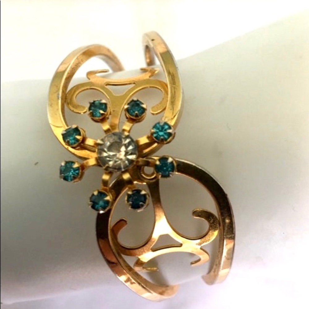 Mid Century Rhinestone Clamper Cuff